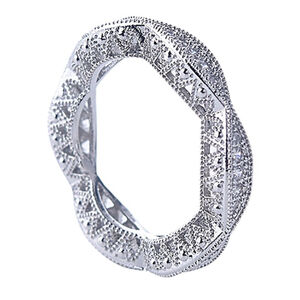 NEW 1 Ct Ribbon Pave Simulated‎ Diamond 18kgp Eternity Wedding Band, Size 6